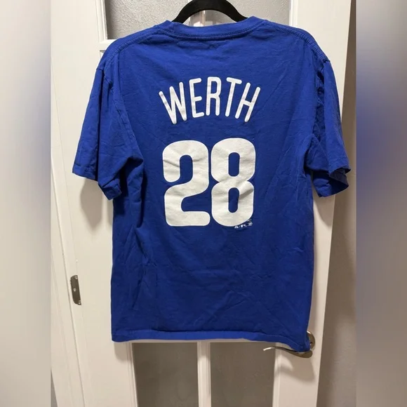 Philadelphia Phillies Jayson Werth #28 Majestic T-Shirt -Blue -Medium - Picture 5 of 8